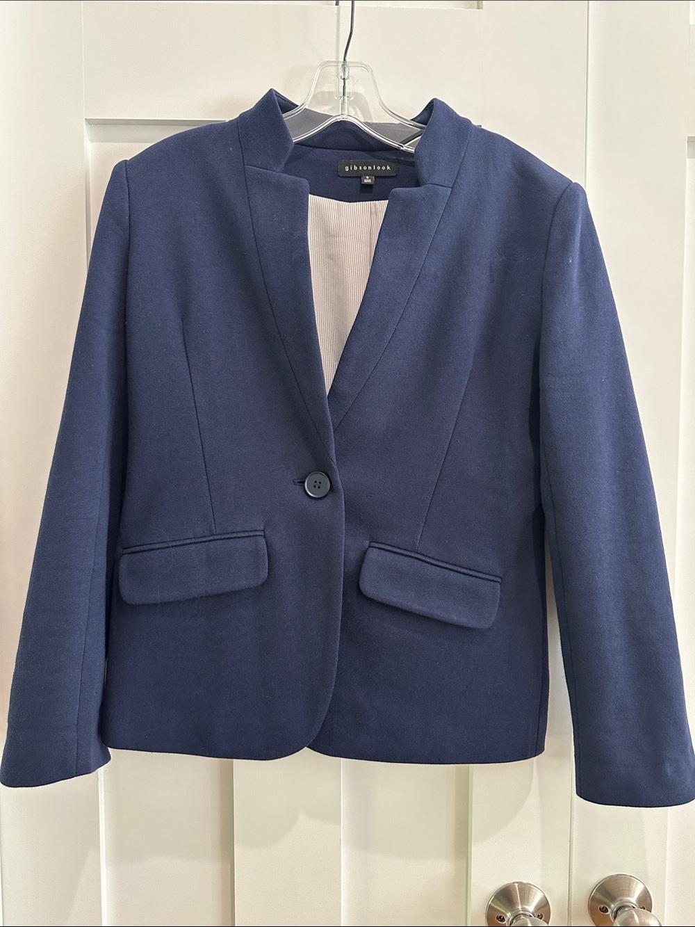 Gibsonlook Navy Collarless Single-Button Blazer
